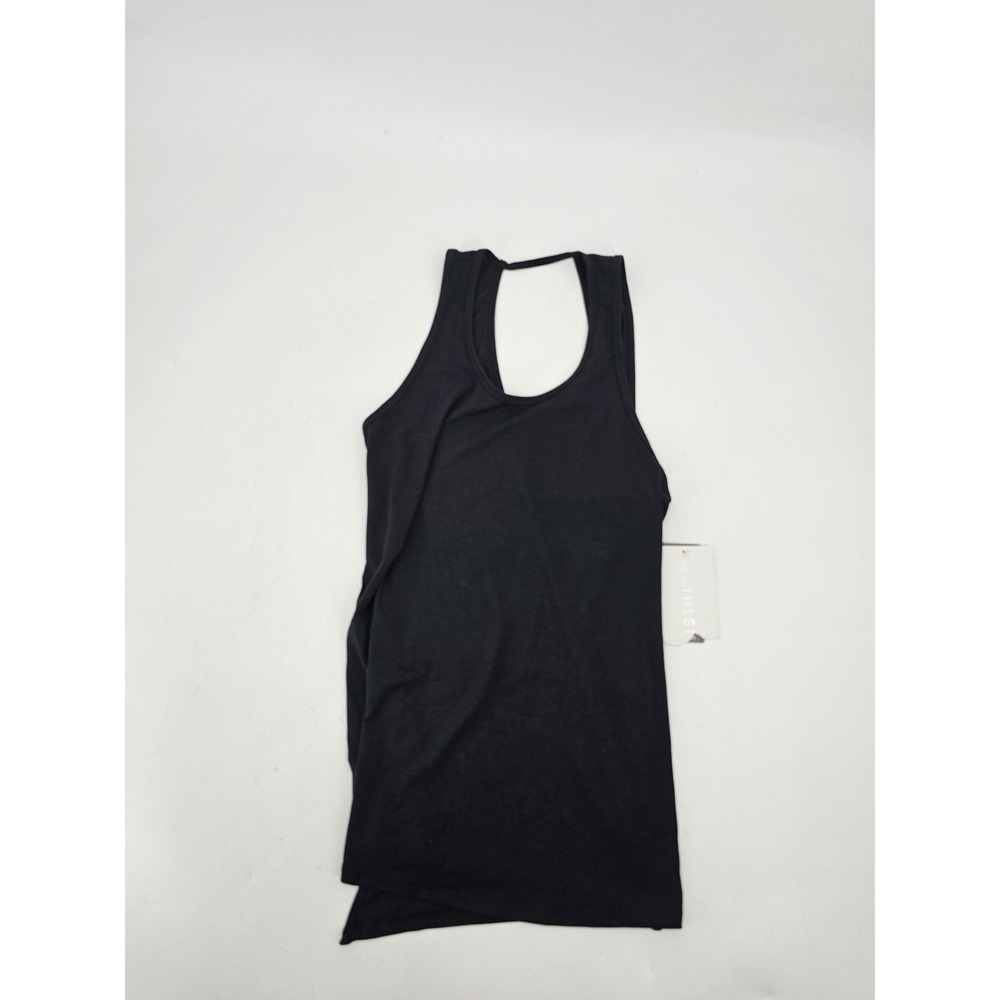 Athleta Essence Open Tie Back Wrapped Criss Cross Tank Size XS Shirt Black Top